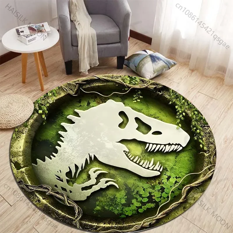 Kids Outdoor Mat Waterproof - HD 3D 공룡 프린트 원형 러그,