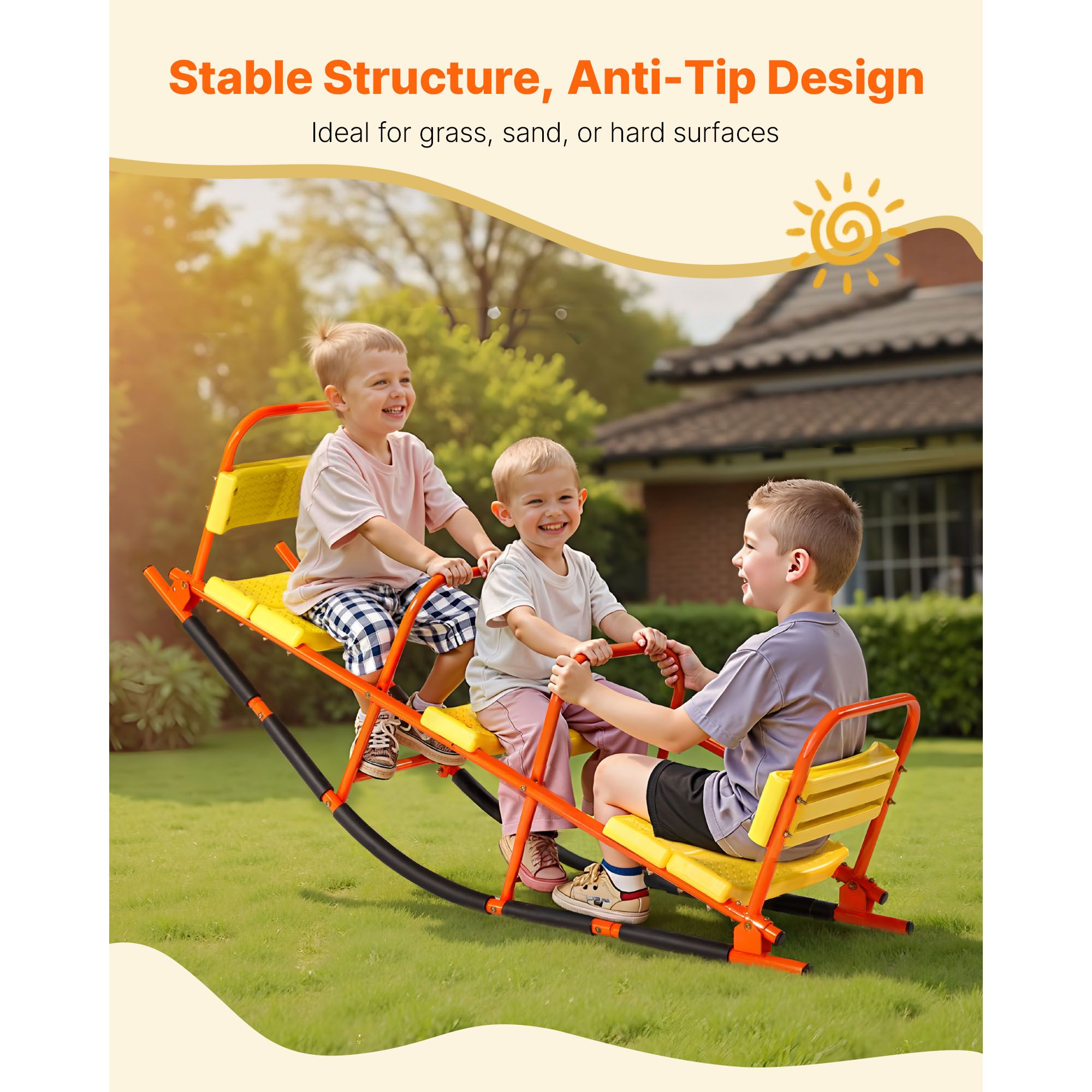 Kids Outdoor Lawn Equipment - 어린이 시소, 200파운드(약 90kg) 하중 용량,