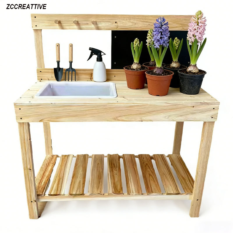 Kids Outdoor Mud Table - ZCCREATTIVE 어린이 나무 화분 작업대 야외