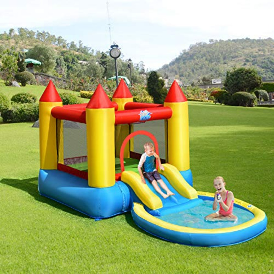 Kids Outdoor House With Slide - 3~5세 어린이용 야외 마당 에어바운스: PVC