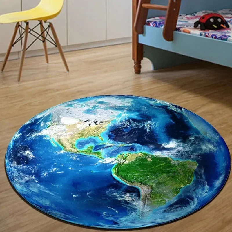 Kids Outdoor Mat Waterproof - VIKAMA 3D 현실적인 지구 원형 러그,