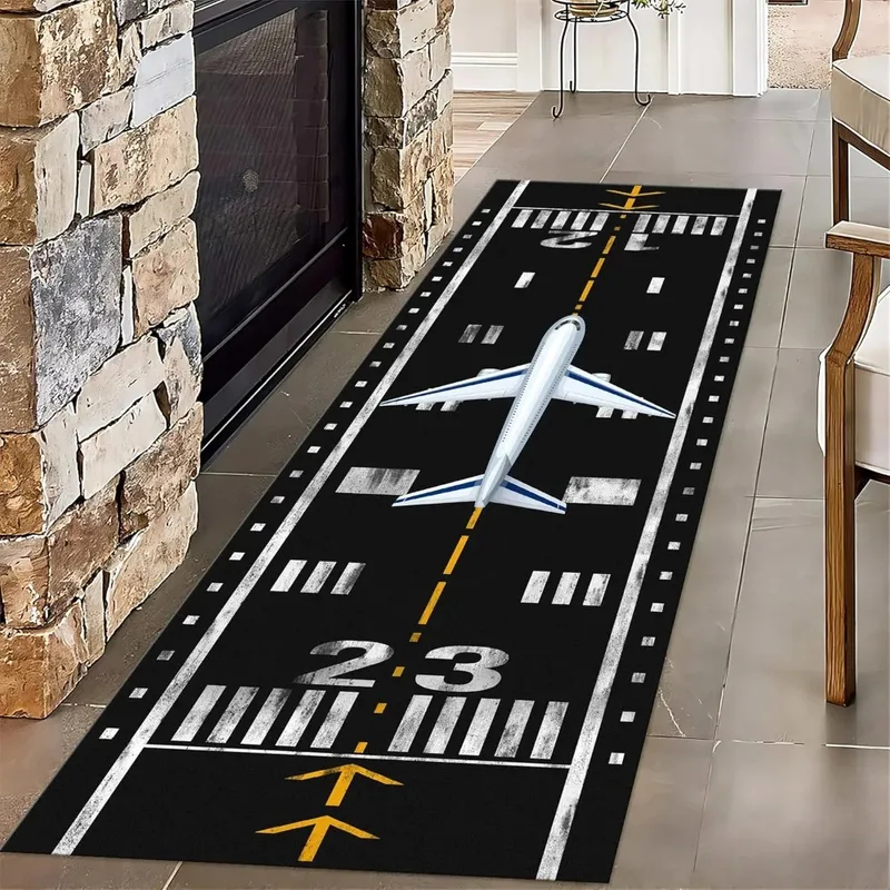 Kids Outdoor Mat Waterproof - VIKAMA 비행기 활주로 프린트 러너 러그,