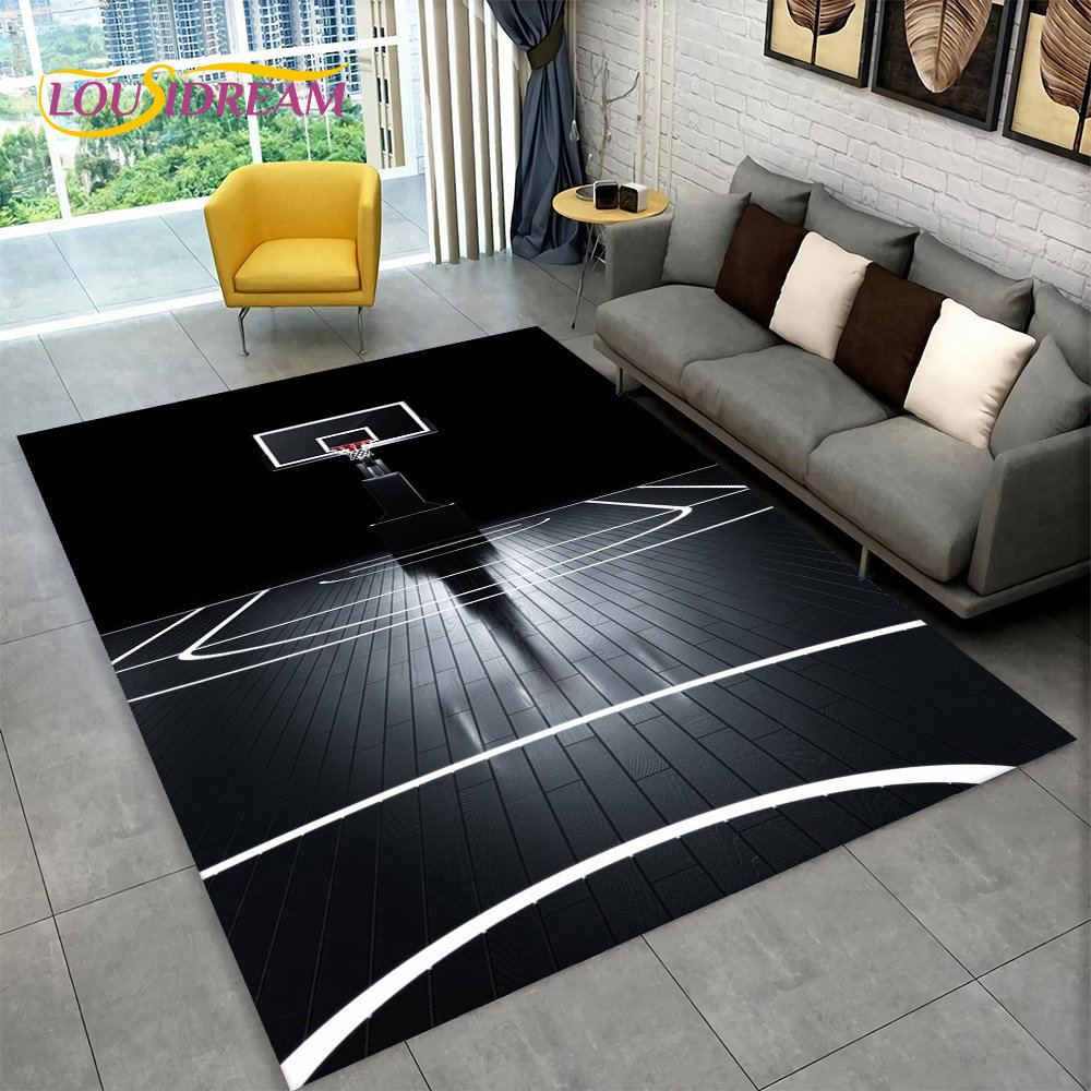 Kids Outdoor Mat Waterproof - 3D 농구 코트 만화 영역 러그,