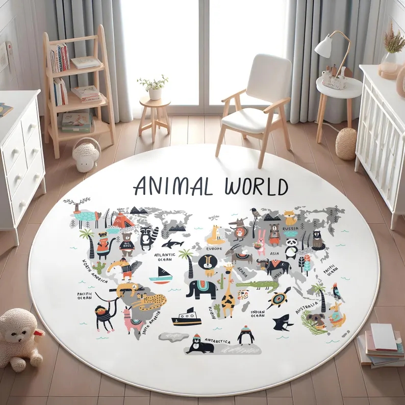 만화 동물원 - 동물의 세계 원형 러그 어린이 놀이 매 - Kids Outdoor Zoo 리뷰 및 가격