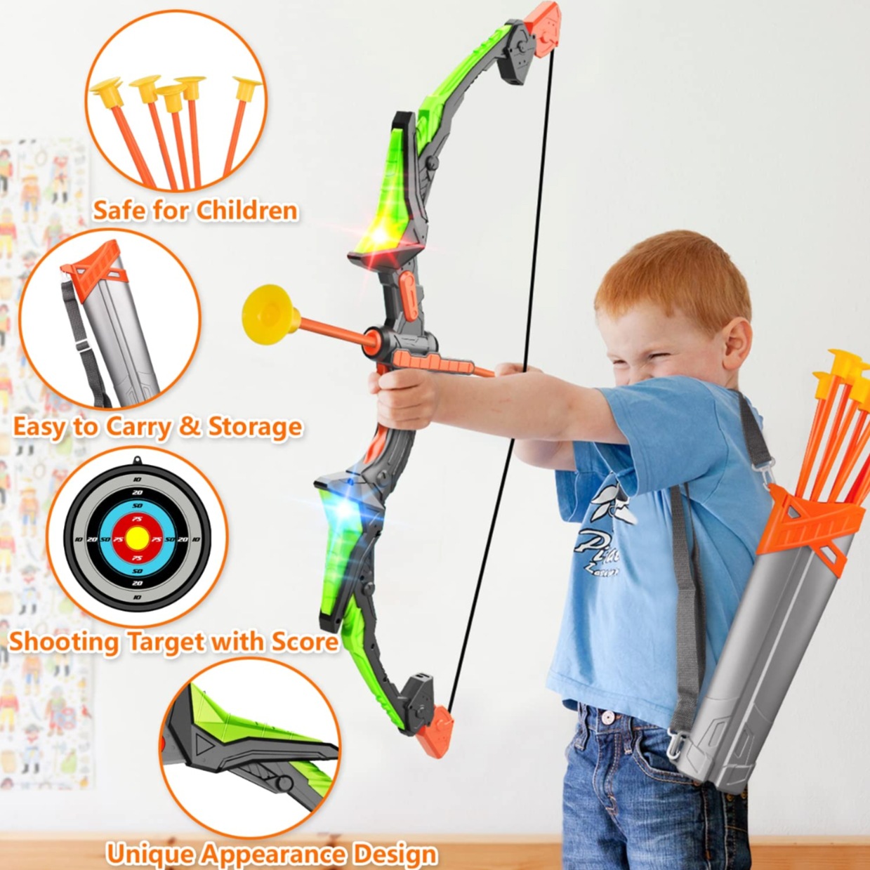 LED 조명이 있는 어린이용 양궁 활과 화살 세트, 흡 - Kids Outdoor Archery Set 리뷰 및 가격