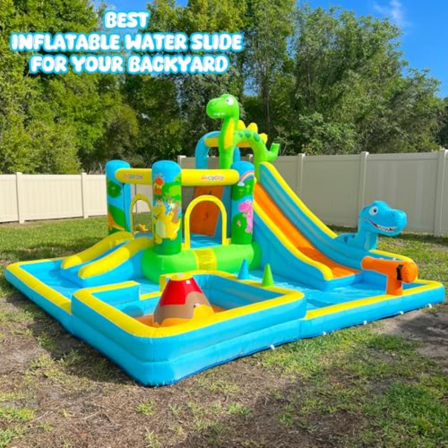 야외 마당용 풍선 워터 슬라이드: 공룡 테마 13-in - Kids Outdoor House With Slide 리뷰 및 가격
