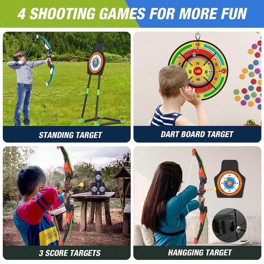 2팩 어린이용 활과 화살 세트, 29인치 대형 다트보드 - Kids Outdoor Archery Set 리뷰 및 가격