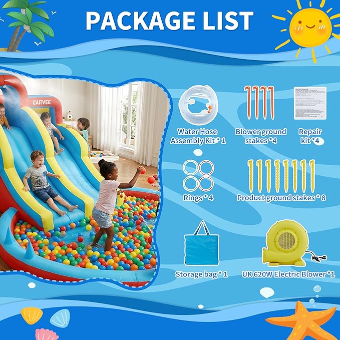 올시즌 8-in-1 풍선형 워터파크 – 더블 슬라이드, - Kids Outdoor Playset 리뷰 및 가격