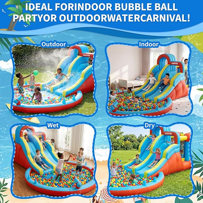 올시즌 8-in-1 풍선형 워터파크 – 더블 슬라이드, - Kids Outdoor Playset 리뷰 및 가격