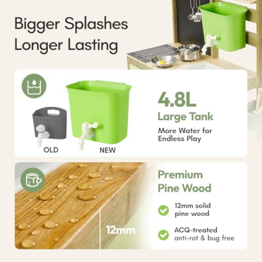 어린이용 야외 진흙놀이 주방: 4.8L 물탱크 싱크대가 - Kids Outdoor Mud Table 리뷰 및 가격