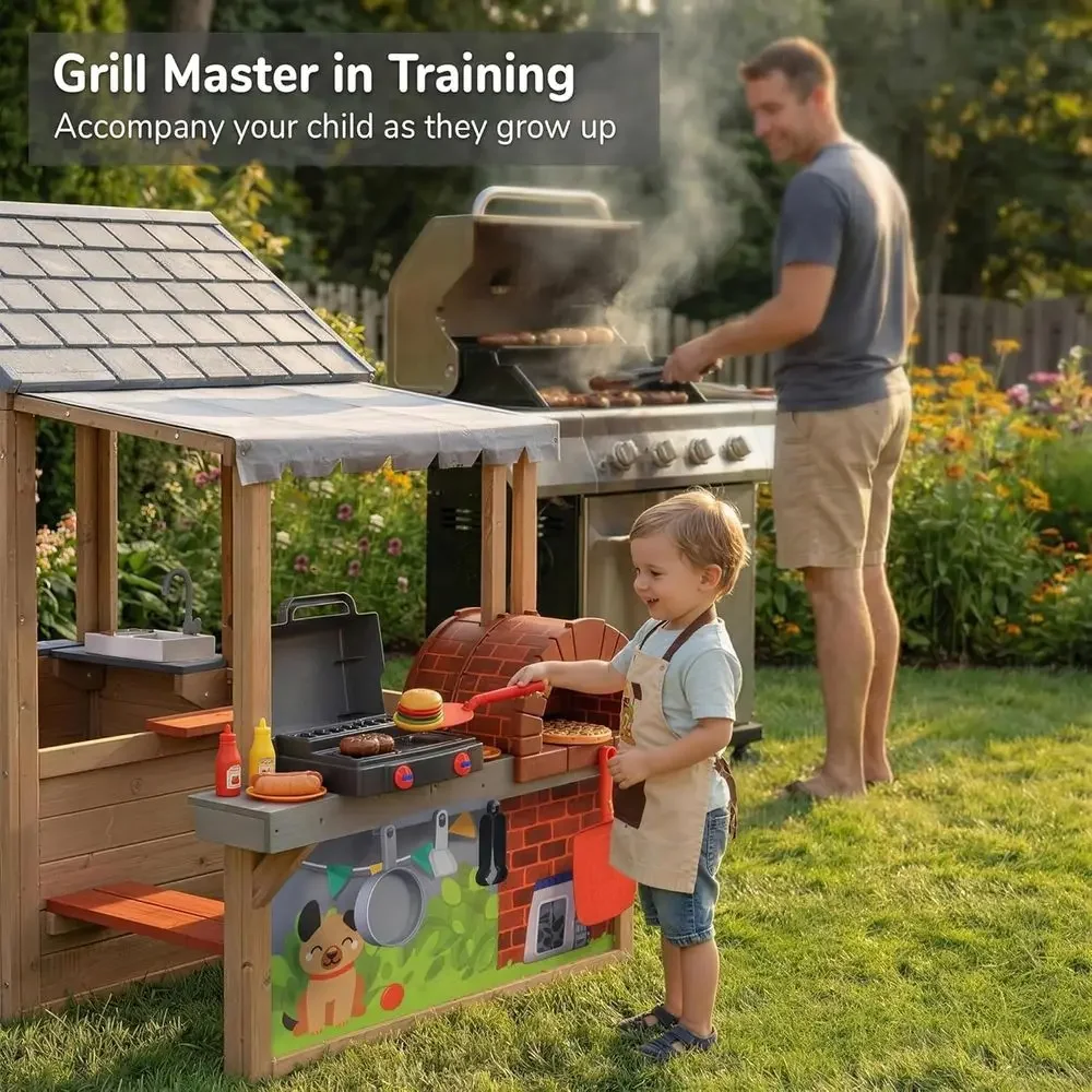 어린이 야외용 나무 놀이집, CeWooden 플레이 하 - Kids Outdoor Bbq 리뷰 및 가격