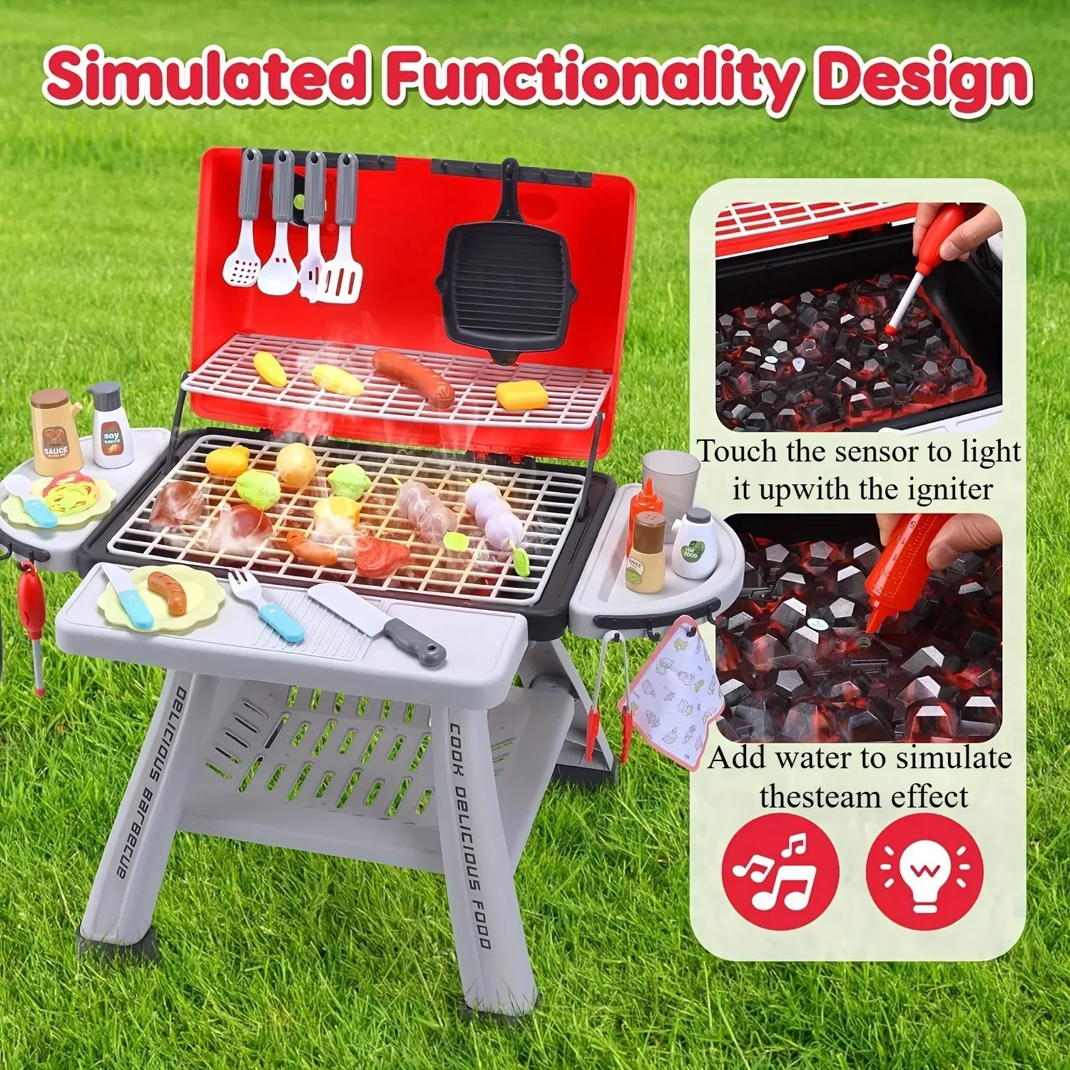 바베큐 그릴 장난감 세트 어린이 바베큐 척 연기 소리  - Kids Outdoor Bbq 리뷰 및 가격