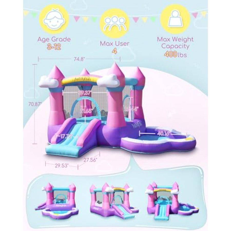 핑크색 에어바운스 하우스 (3~8세 어린이용), 실내/ - Kids Outdoor House With Slide 리뷰 및 가격