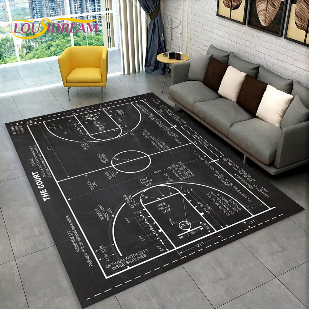3D 농구 코트 만화 영역 러그, 대형 카펫 러그, 거 - Kids Outdoor Mat Waterproof 리뷰 및 가격