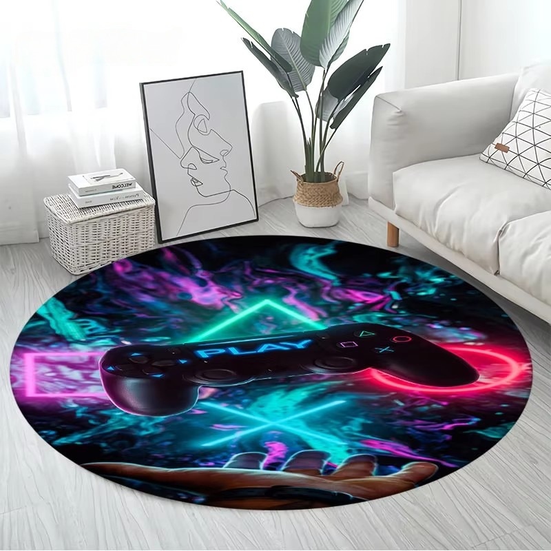 3D 만화 게이머 게임 컨트롤러 모양 대형 라운드 카펫 - Kids Outdoor Mat Waterproof 리뷰 및 가격